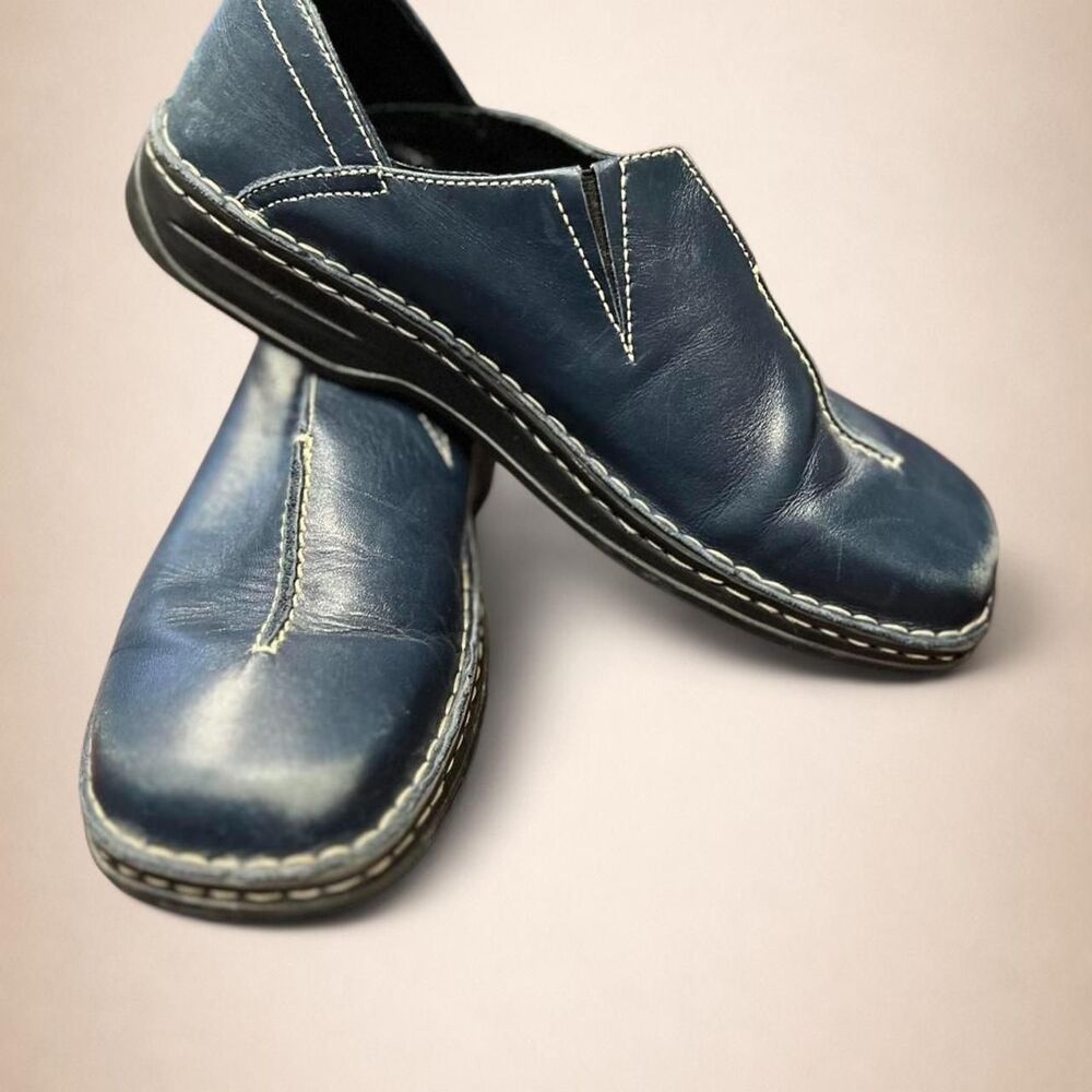 Josef Seibel Navy Leather Comfort Slip On Shoes Women's EU 40 US 9 9.5